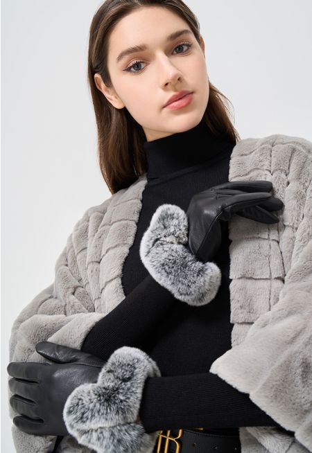 Faux Fur Hems Gloves