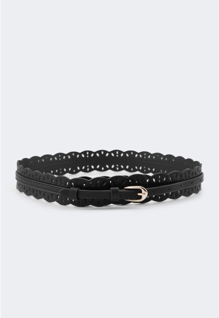 Laser Cut PU Leather Belt