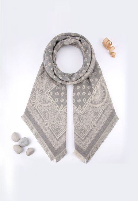 Paisley Frayed Pashmina Scarf