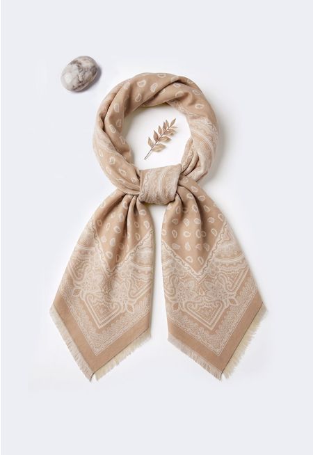 Paisley Frayed Pashmina Scarf