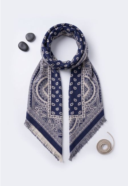 Paisley Frayed Pashmina Scarf