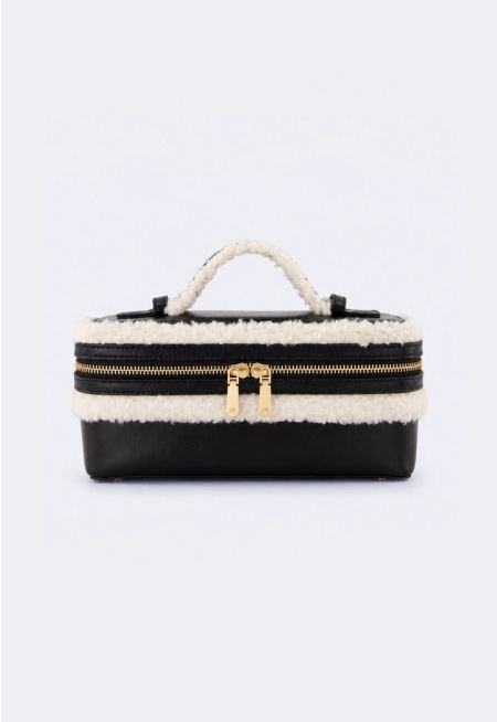 Fur Detail Leather Hand Bag