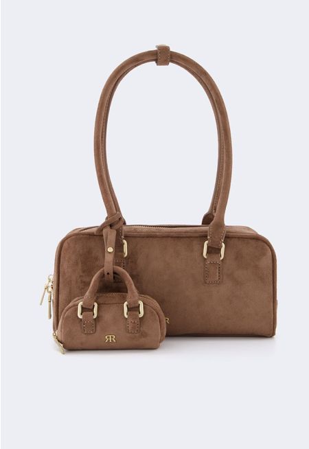  Velvet Shoulder Bag with Mini Pouch