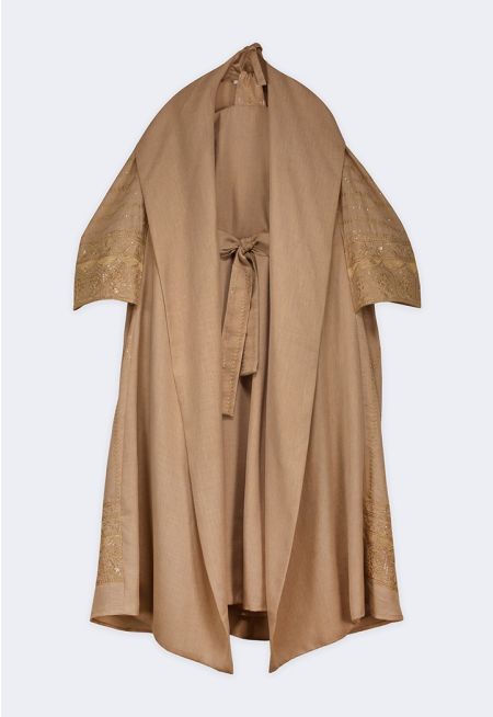 طقم فستان و عباية مطرزة (قطعتين)