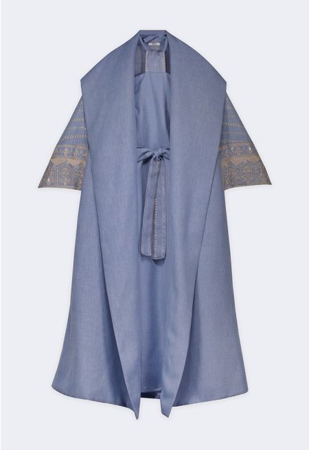 طقم فستان و عباية مطرزة (قطعتين)