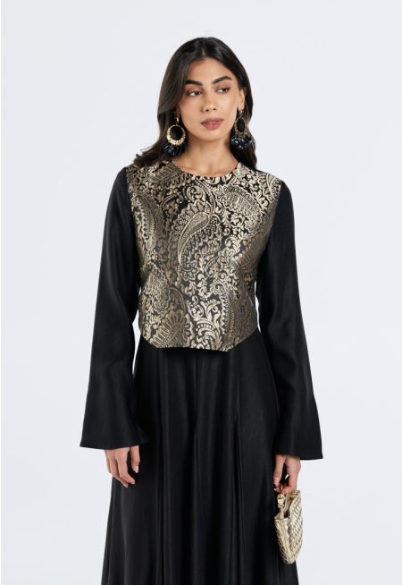 Metallic Paisley Jacquard Top