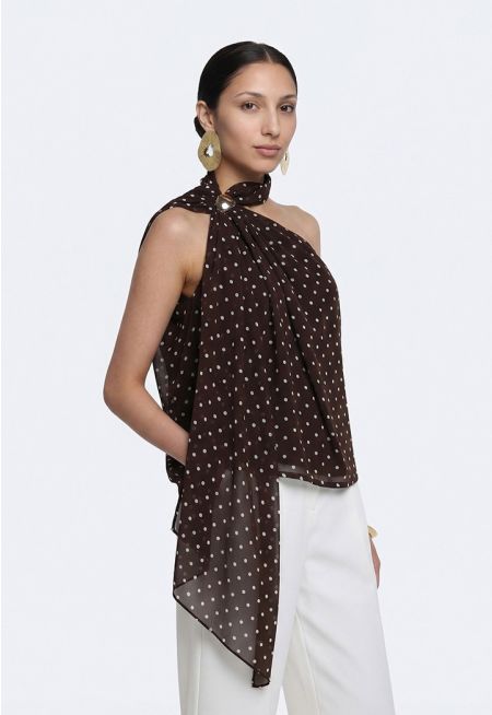Polka Dot One Shoulder Top