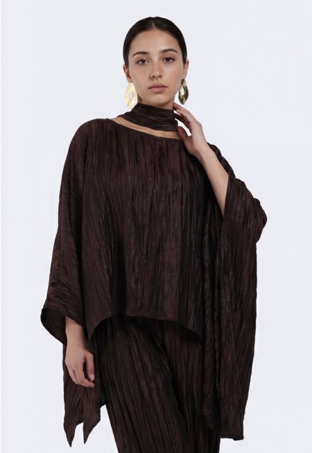 Shiny Crinkled Cape Top