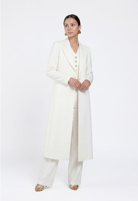 Solid Notched Collar Coat