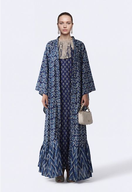 Printed Ruffled Abaya