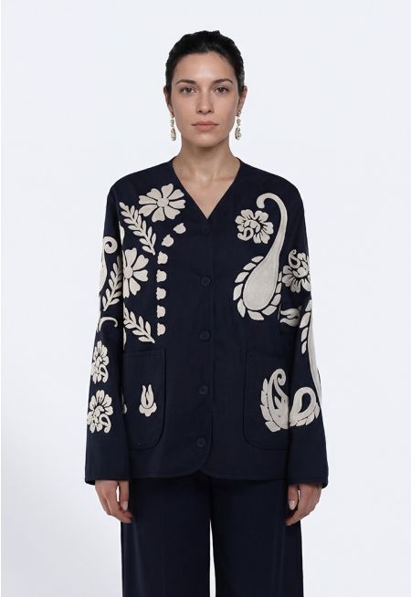 Contrast-Embroidered Jacket