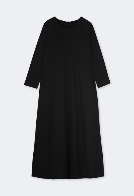 Solid A-Line Maxi Basic Dress