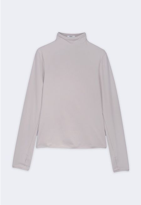 High Neck Long Sleeve Basic Top