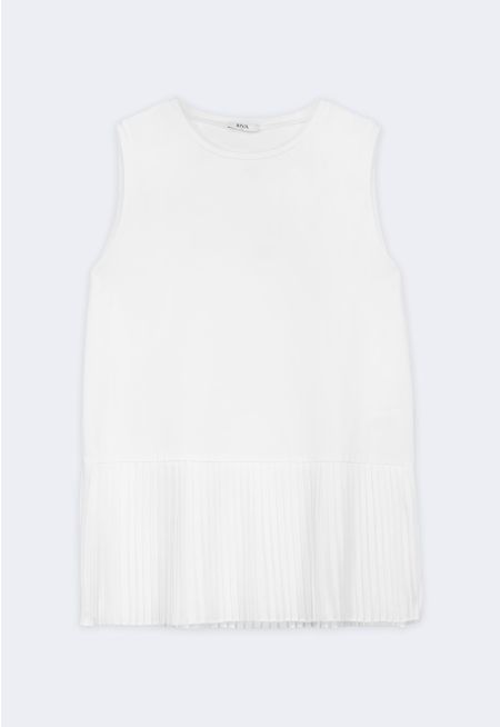 Sleeveless Pleated Hem Top