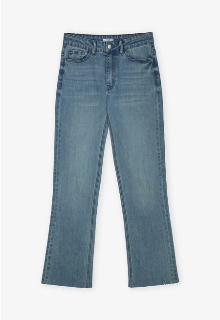 Frayed Hem Solid Jeans