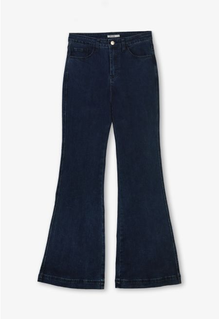 Flared Solid Denim Trouser