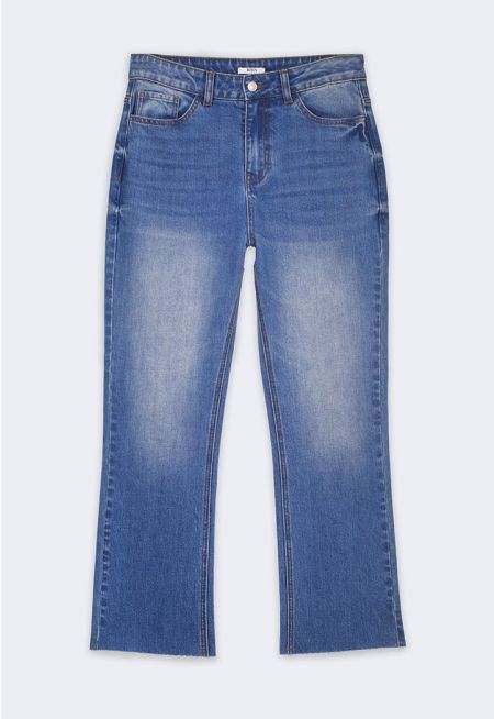High Waist Raw Edge Jeans