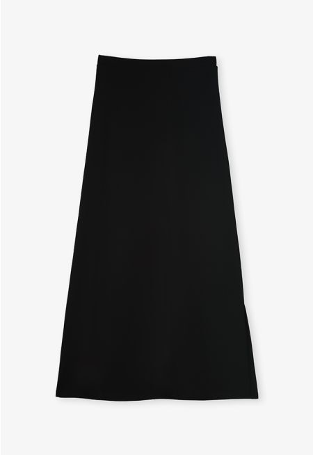 Solid Basic Maxi A-Line Skirt