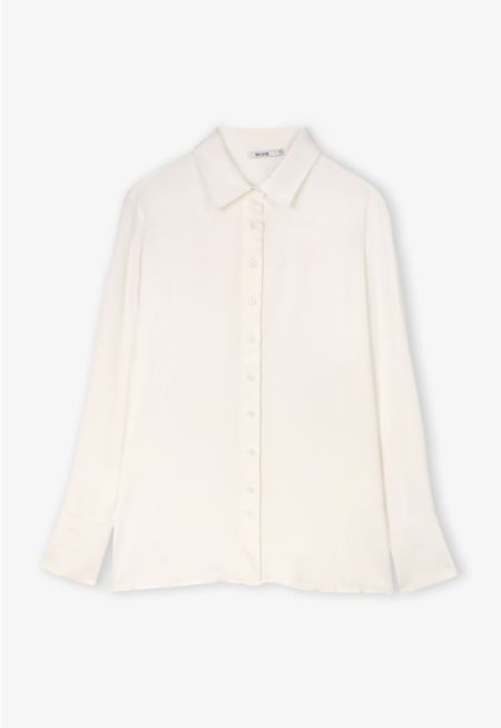 Solid Button Up Shirt with Long Sleeves