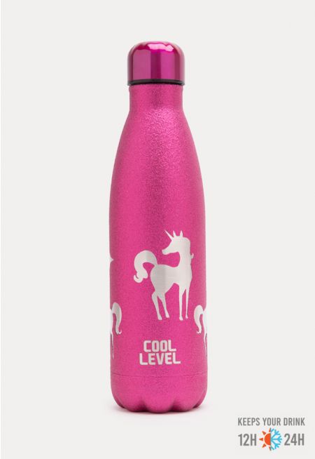 Glittery Unicorn Design Vacuum Bottle