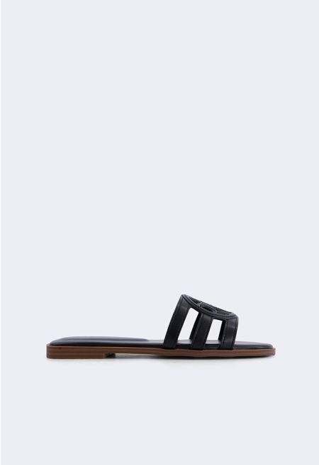 PU Leather Monogram Flats