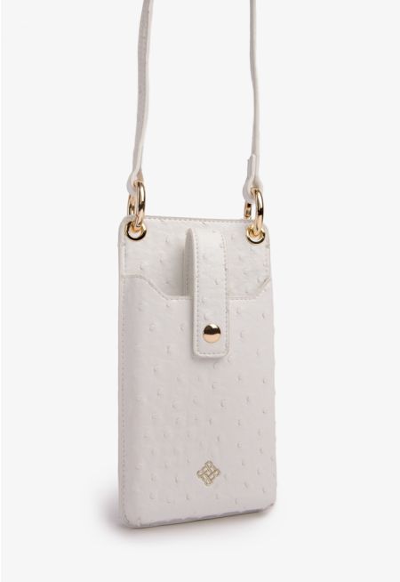 Chic Ostrich Print Crossbody Phone Bag