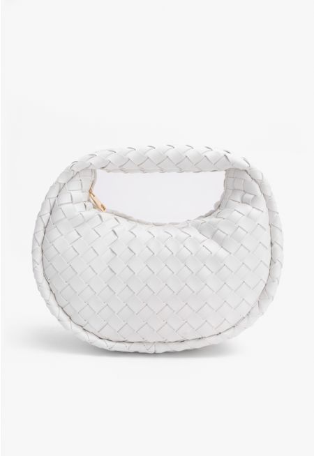 Solid PU Leather Woven Bag