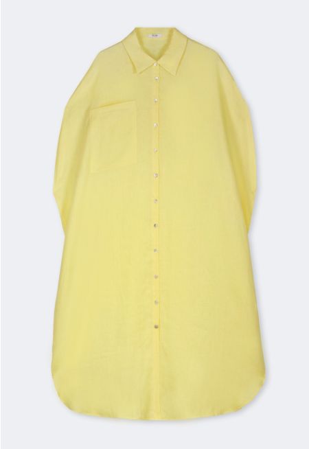 Solid Linen Midi Dress