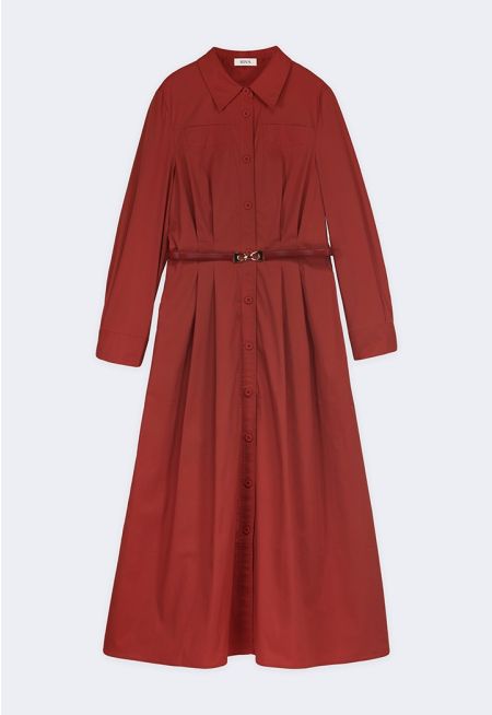 Pleated Belted Dress