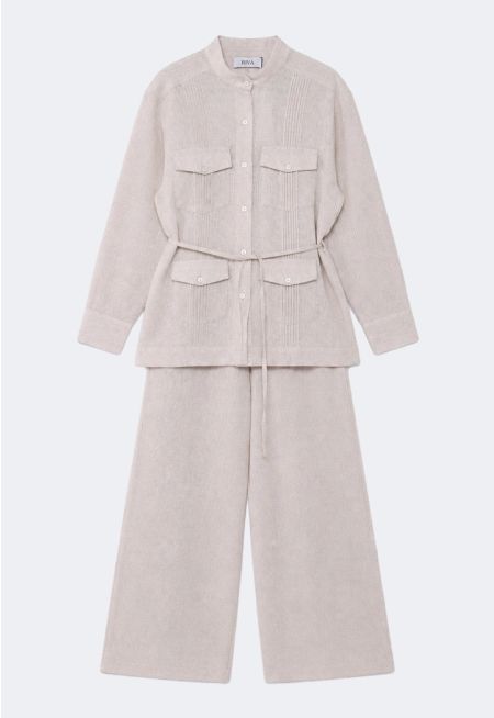 Pintuck Jacket and Pants Set (2-Piece)