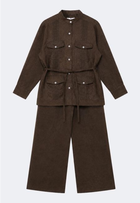 Pintuck Jacket and Pants Set (2-Piece)
