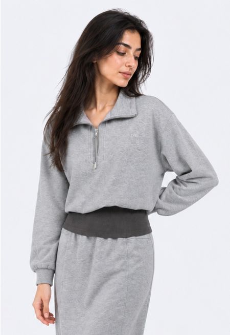 Stretch Ribbed Hem Sweater