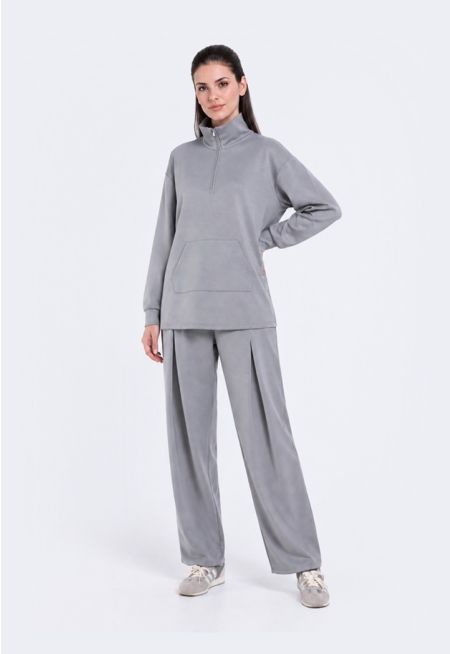 Front-Pleated Sweatpants