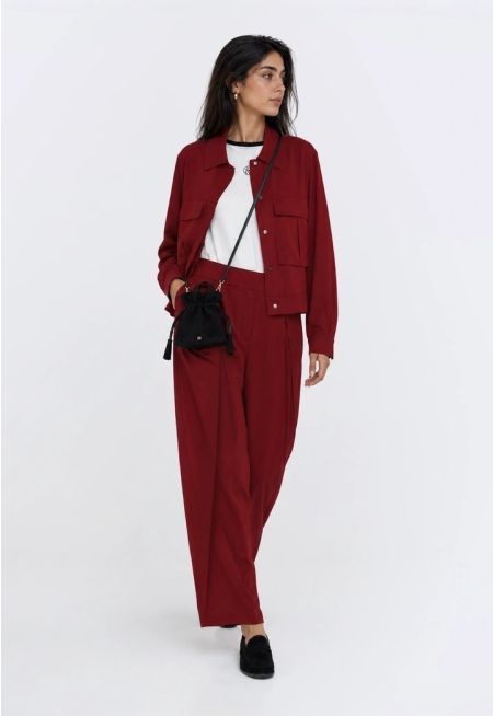 Front-Pleated Palazzo Trousers