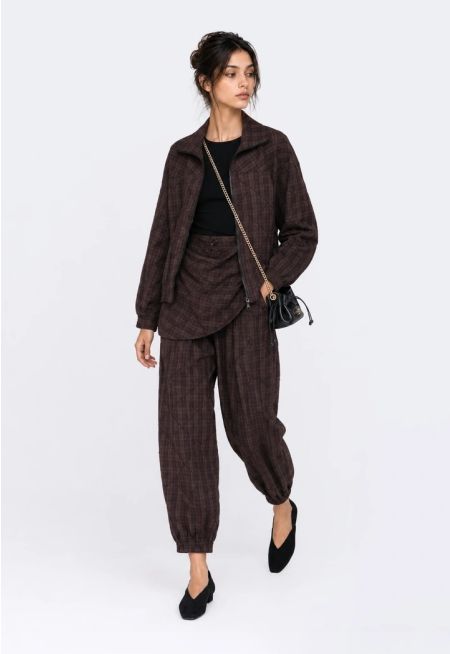 Checkered Pants with Wrap Overlay