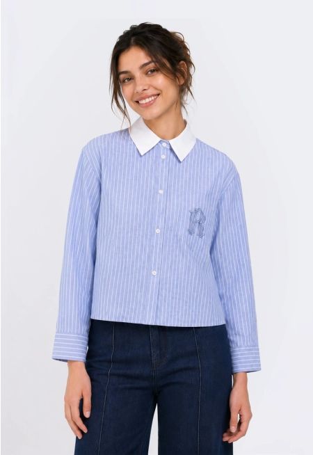 Striped Shirt with Contrast Collar