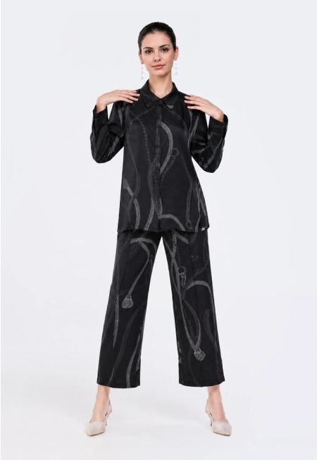 Pleated Printed Trousers