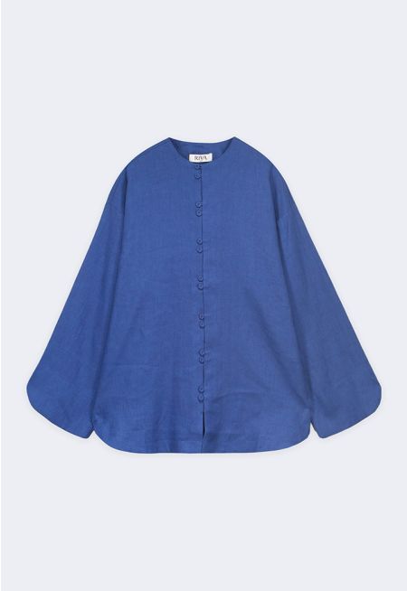 Drop-Shoulder Linen Shirt