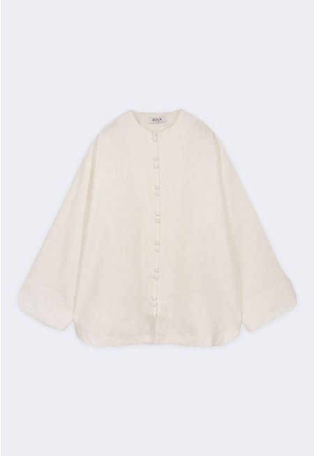 Drop-Shoulder Linen Shirt