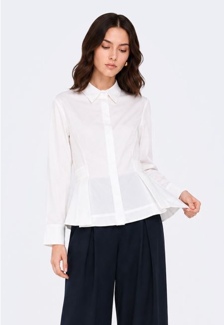 Poplin Peplum-Hem Shirt