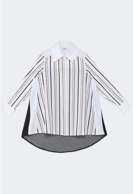 Striped Front Denim Shirt