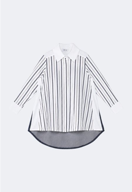 Striped Front Denim Shirt