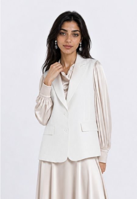 Notched Collar Linen Vest