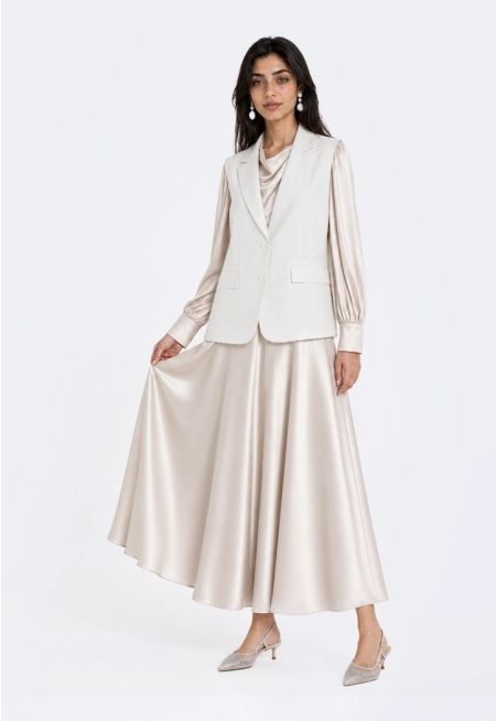 Flared Satin Maxi Skirt