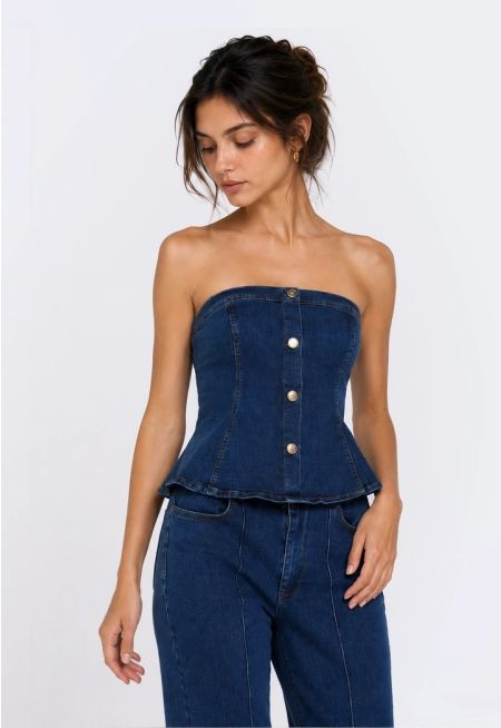 Denim Bandeau Top