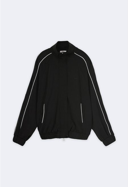 Zip-Up Piping Sweatshirt