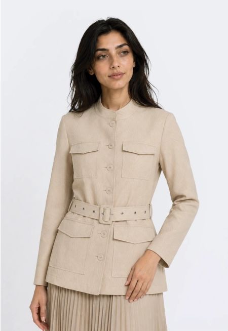 Jacquard Belted Jacket