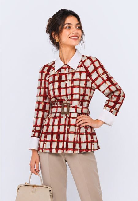Textured Plaid Jacket