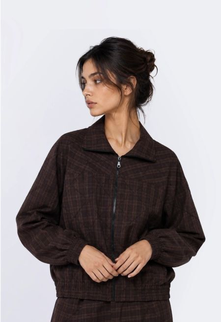 Zip-Up Checkered Jacket