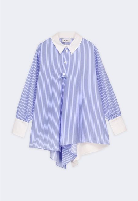 Striped Asymmetrical Hem Shirt